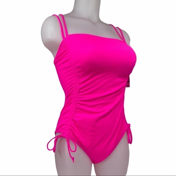 CALIFORNIA Waves Ribbed Side Tie 1 Piece Swimsuit - Picture 3 of 8